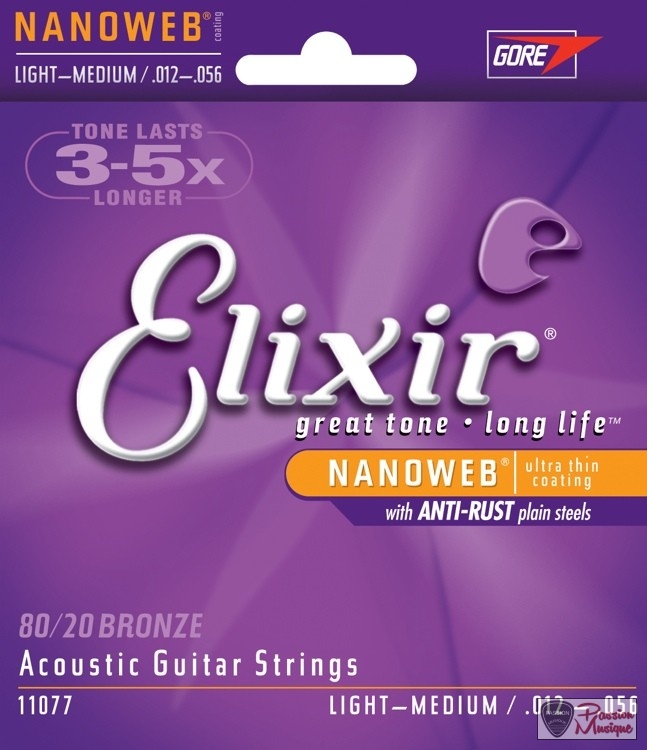 PASSION MUSIQUE - Elixir acoustic guitar strings 11077_Light-Medium-.012/.056