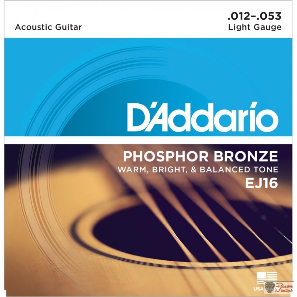 PASSION MUSIQUE - D'addario ej16 phosphor bronze acousticguitars strings light